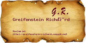 Greifenstein Richárd névjegykártya